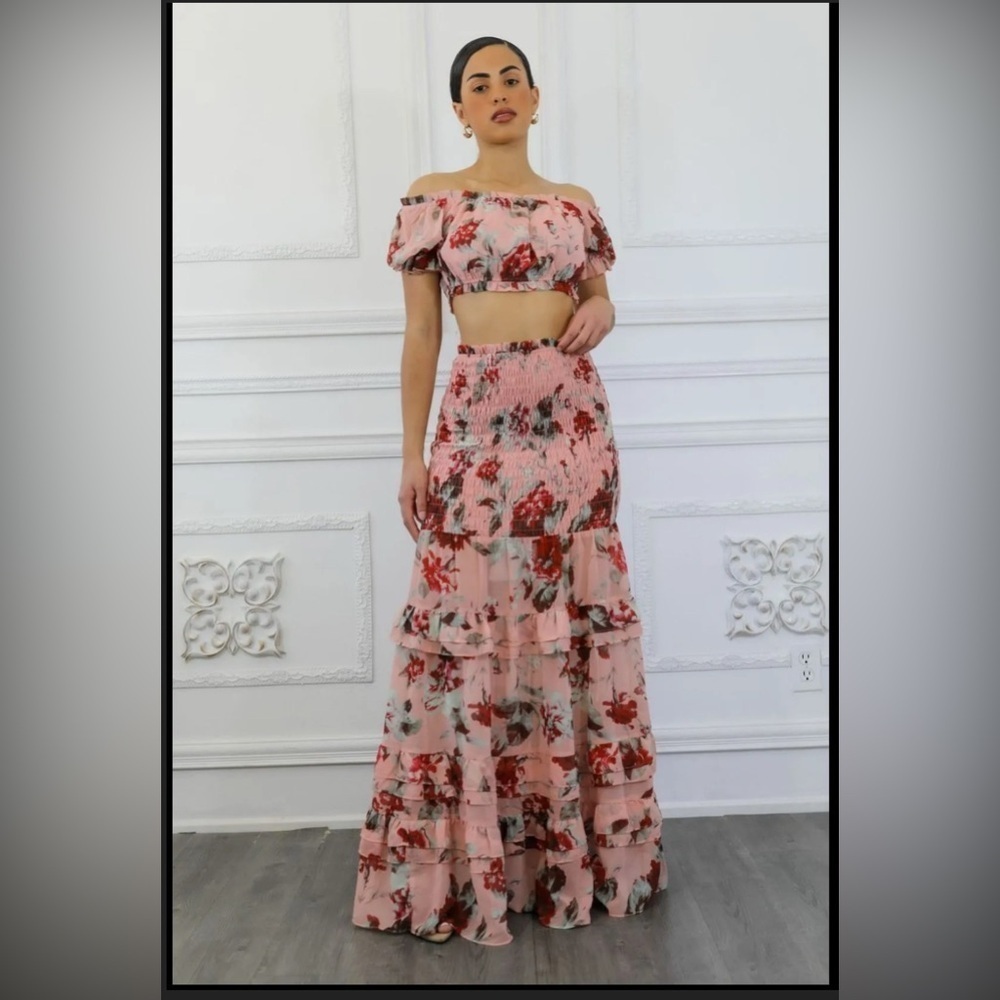 8. $89 Floral Scrunch Skirt Set